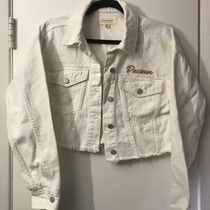 Pacsun White Cropped Denim Jacket Size XS/S